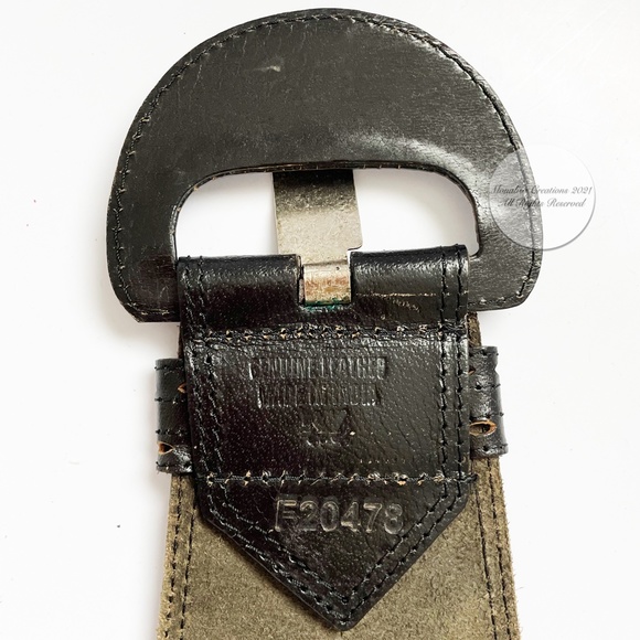 Vintage 80s Belt Wide Multi-Strap Black Leather by M Made in India #F20478 main image 9